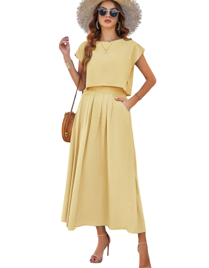 SHOPIQAT New Spring and Summer Casual Sleeveless Top and Long Skirt Suit - Premium from shopiqat - Just $11.200! Shop now at shopiqat
